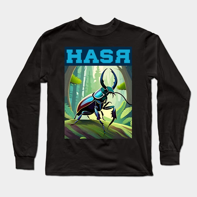 Stag Beetle (Design 1) Long Sleeve T-Shirt by screaminpoptshirt